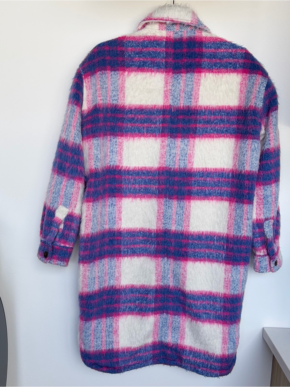 $158Anthropology BlankNYC Prime Time Plaid Jacket XS Pink Wool Blend Shacket - Picture 12 of 12